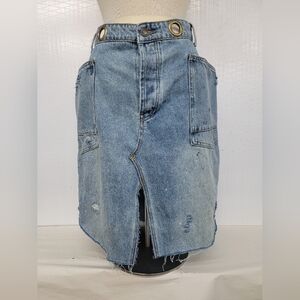 Upcycled Denim Jean Skirt Bohemian Hippie
